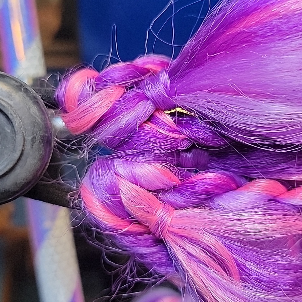 Full Vibrant Purple And Pink Rave Bubble Ponytail Braids Set Of 2 - Picture 8 of 9